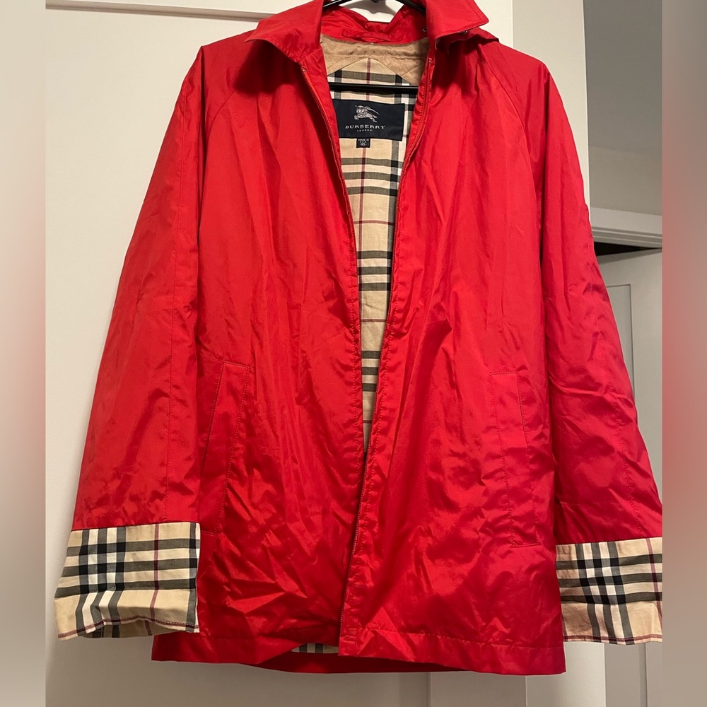 Perfect Condition Red Burberry Raincoat- will receive freshly dry clean